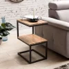 Rootz sidebord S-form massiv træ akacie - metal 45 x 60 x 30 cm - Design Stuebord Landlig stil - Anstellisch opbevaringsbord firkantet