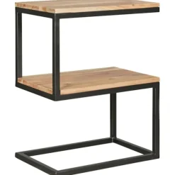 Rootz sidebord S-form massiv træ akacie - metal 45 x 60 x 30 cm - Design Stuebord Landlig stil - Anstellisch opbevaringsbord firkantet