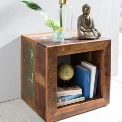Rootz Sidebord Shabby-Chic Genbrug Mango massivt træ bord brun Lille bord 45x45x35cm Design Cube