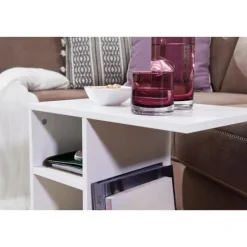 Rootz sidebord 50x50x30 cm træ hvid design sidebord sofa - Sofabord lille moderne - Lille sofabord firkantet - Sofabord højt - Smalt bord stue