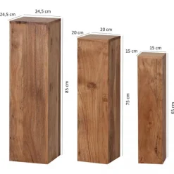Rootz sideborde - sæt af 3 - dekorationsblok - aflangt sidebord - massivt træ - akacie - brun