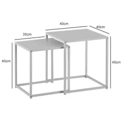 Rootz sideborde i industriel stil - Firkantede endeborde - Indlejringsborde - Malet stål - 40 cm x 40 cm x 45 cm & 35 cm x 35 cm x 40 cm - Hvid