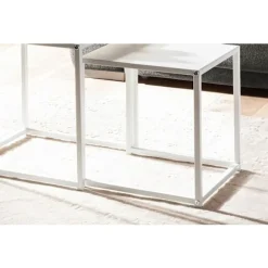 Rootz sideborde i industriel stil - Firkantede endeborde - Indlejringsborde - Malet stål - 40 cm x 40 cm x 45 cm & 35 cm x 35 cm x 40 cm - Hvid