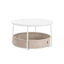 Rootz sidebordssæt - endebord - stofkurv - opbevaringsløsning - 75 cm x 45 cm - 71,5 cm x 15 cm - mat hvid - kamelbrun
