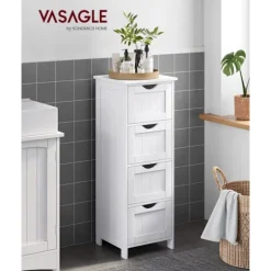 Rootz Sideskab - Kommode - Opbevaringsorganisator - Funktionelt design - Robust udførelse - Pladsbesparende - 30 cm x 82 cm x 30 cm - Hvid - MDF-plade | Fyndiq