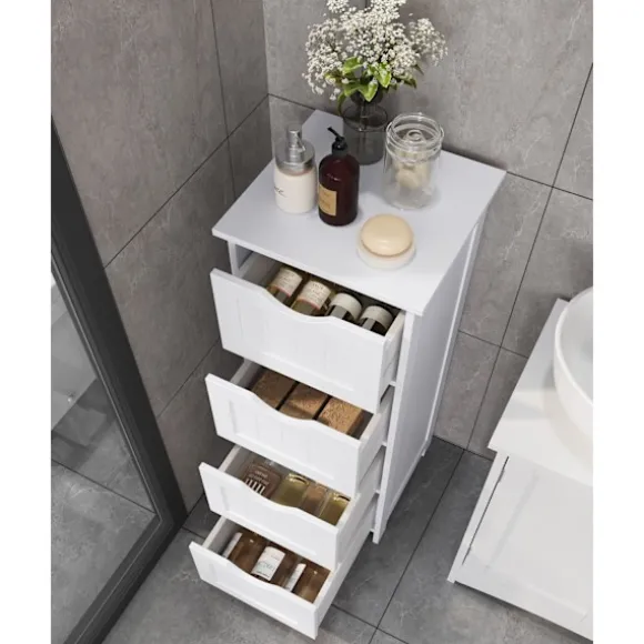 Rootz Sideskab - Kommode - Opbevaringsorganisator - Funktionelt design - Robust udførelse - Pladsbesparende - 30 cm x 82 cm x 30 cm - Hvid - MDF-plade | Fyndiq