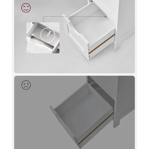 Rootz Sideskab - Kommode - Opbevaringsorganisator - Funktionelt design - Robust udførelse - Pladsbesparende - 30 cm x 82 cm x 30 cm - Hvid - MDF-plade | Fyndiq