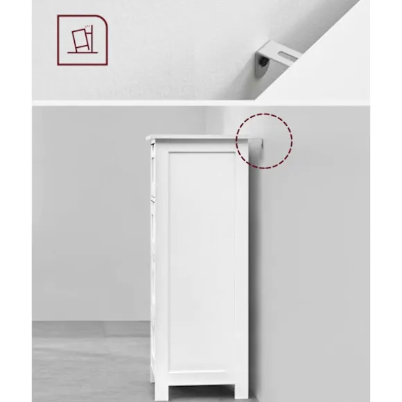 Rootz Sideskab - Kommode - Opbevaringsorganisator - Funktionelt design - Robust udførelse - Pladsbesparende - 30 cm x 82 cm x 30 cm - Hvid - MDF-plade | Fyndiq