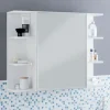 Rootz skab hvid 80x64,5x20cm spånplade - Spejlskab Moderne - Design badeværelseshylde Fritsvævende - Skab med spejl - Badeværelsesskab træ - Vægmøbel | Fyndiq