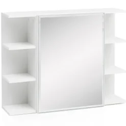 Rootz skab hvid 80x64,5x20cm spånplade - Spejlskab Moderne - Design badeværelseshylde Fritsvævende - Skab med spejl - Badeværelsesskab træ - Vægmøbel | Fyndiq