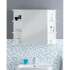 Rootz skab hvid 80x64,5x20cm spånplade - Spejlskab Moderne - Design badeværelseshylde Fritsvævende - Skab med spejl - Badeværelsesskab træ - Vægmøbel | Fyndiq