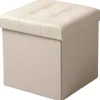 Rootz skammel med opbevaring - Opbevaringsbænk - Foldbar osmannisk - Linnedstof - 37,5 cm x 38 cm x 37,5 cm - Pladsbesparende - Åndbar - 38L opbevarin | Fyndiq