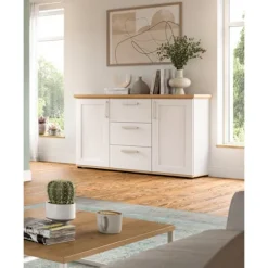 Rootz skænk - Buffet - Opbevaringsskab - Optimal organisation - 129x80x40cm - Hvid og brun