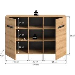 Rootz skænk - Credenza - Opbevaringsskab - Holdbart design - 130 cm x 81 cm x 37 cm