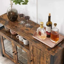 Rootz skænk - Køkkenskab - Porcelænsskab - Opbevaringsskab - 3 døre - Opbevaringsrum - Industrielt - Brun - Sort - Vintage - 110 x 33 x 75 cm