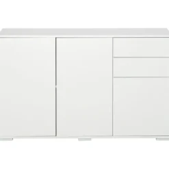 Rootz skænk - Kommode - 2 skuffer - Stående skab - Push-click - Spånplade - Hvid - 117 Cm X 36 Cm X 74 Cm