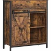 Rootz skænk - Kommode - Opbevaringsskab - Skydedør - Industriel - Brun - Sort - Forarbejdet træ - Metal - 70 x 30 x 80 cm