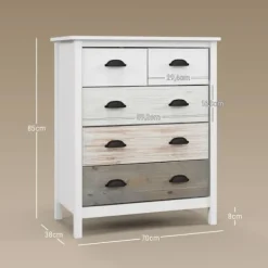 Rootz skænk - Kommode - Opbevaringsskab - Generøs opbevaring - Robust MDF & fyrretræ - Anti-Tip beskyttelse - 38D x 70W x 85H cm