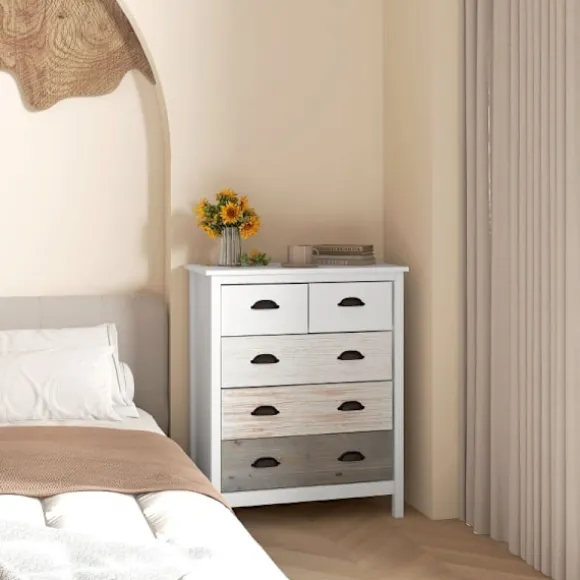 Rootz skænk - Kommode - Opbevaringsskab - Generøs opbevaring - Robust MDF & fyrretræ - Anti-Tip beskyttelse - 38D x 70W x 85H cm