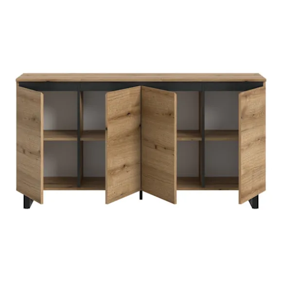 Rootz skænk - Opbevaringsskab - Buffet Unit - Rig opbevaring - 160x84x36cm brun og sort