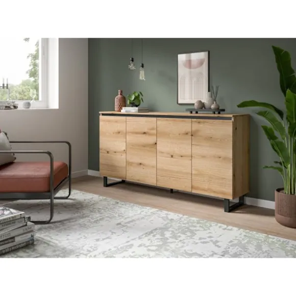 Rootz skænk - Opbevaringsskab - Buffet Unit - Rig opbevaring - 160x84x36cm brun og sort