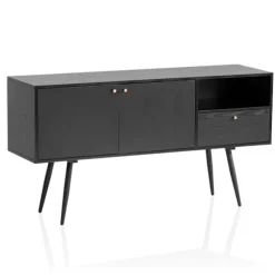 Rootz skænk 140cm - Kommode - Opbevaringsskab - Tidløs Eg-dekor - Rummelig opbevaring - Anti-skrid beskyttelse - 140cm x 75cm x 40cm