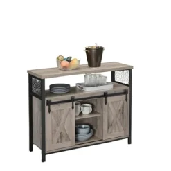 Rootz skænk køkkenskab - opbevaringsskab - pladsbesparende - 33 cm x 100 cm x 80 cm - Greige -sort finish