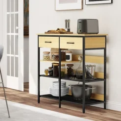 Rootz skænk kommode - Køkkenskab - Opbevaringsorganisator - Industriel stil, stor kapacitet, 90 x 40 x 91 cm, brun og sort