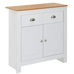 Rootz skænk med 2 skuffer 79x81x34,5 cm kommode hvid - eg moderne - Design høj skænk med låger - Kommode stue