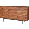 Rootz skænk Sheesham massivt træ 150x81x41 cm rustik kommode - Design Skænk Large - Høj kommode med 3 låger massivt træ - Gulvskab Stue Moderne