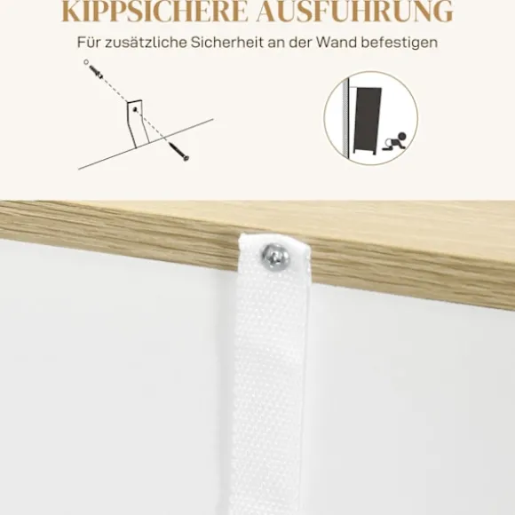 Rootz skænkeskab - Stor opbevaringsarrangør - Konsoltabel - Rigelig opbevaring - 105 x 30 x 81,5 cm - Moderne hvid - Brun finish