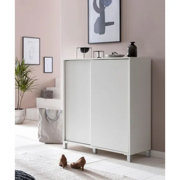 Rootz skoskab træ hvid 100x108x37,5 cm hylde høj - Design skohylde Stort 20 par sko Skohylde entre - Skoopbevaringsplads sparer - Skoopbevaringsrum mø | Fyndiq