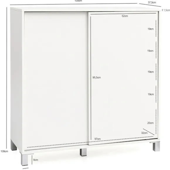 Rootz skoskab træ hvid 100x108x37,5 cm hylde høj - Design skohylde Stort 20 par sko Skohylde entre - Skoopbevaringsplads sparer - Skoopbevaringsrum mø | Fyndiq