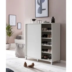 Rootz skoskab træ hvid 100x108x37,5 cm hylde høj - Design skohylde Stort 20 par sko Skohylde entre - Skoopbevaringsplads sparer - Skoopbevaringsrum mø | Fyndiq