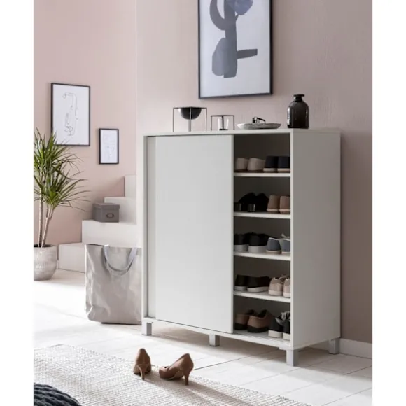 Rootz skoskab træ hvid 100x108x37,5 cm hylde høj - Design skohylde Stort 20 par sko Skohylde entre - Skoopbevaringsplads sparer - Skoopbevaringsrum mø | Fyndiq