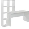 Rootz skrivebord med hylde hvid 170x59x143,5 cm kontorbord moderne - Laptopbord med 6 hylder - Hjemmekontor computerbord med opbevaringsplads