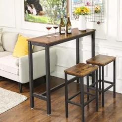 Rootz Skriveborde - Barbord - Robust metalstel - Industrielt design - vintage brun - sort (120 x 40 x 100 cm)