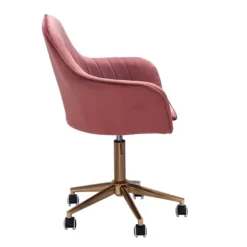 Rootz skrivebordsfløjl pink - Design drejestol med ryglæn - Arbejdsstol 120 kg højdejusterbar - Skalstol med hjul - Drejestol