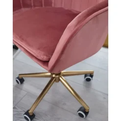 Rootz skrivebordsfløjl pink - Design drejestol med ryglæn - Arbejdsstol 120 kg højdejusterbar - Skalstol med hjul - Drejestol