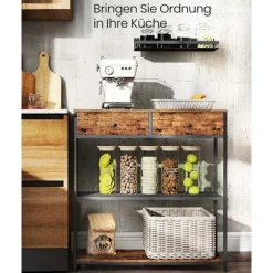 Rootz smalt konsolbord - Skænk - Entrébord - Rigelig opbevaring - Brun & Sort - 24 x 76 x 80 cm