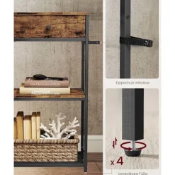 Rootz smalt konsolbord - Skænk - Entrébord - Rigelig opbevaring - Brun & Sort - 24 x 76 x 80 cm