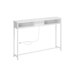Rootz Snehvide spånpladestålsidebord - Endebord - Natbord - Power Strip - Letvægts - Robust - Nem montering - 25 cm x 120 cm x 81,1 cm