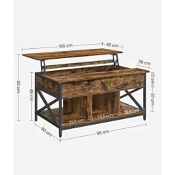 Rootz Sofabord - Højdejusterbart bord - Lift-top Sofabord - Convertible Sofabord - Multifunktionelt bord - Alsidigt Sofabord - Vintage Brun-sort - 60 | Fyndiq
