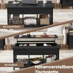 Rootz Sofabord - Højdejusterbar bordplade - Træspanelbord - Stålramme - 60 cm x 100 cm x (48-62) cm