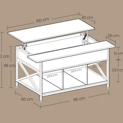 Rootz Sofabord - Højdejusterbar bordplade - Træspanelbord - Stålramme - 60 cm x 100 cm x (48-62) cm