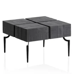 Rootz sofabord - Mango træ sofabord - moderne kubebord - håndlavet, unikt design, beskyttende lak - 60 cm x 60 cm x 40 cm