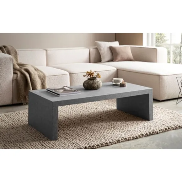 Rootz Sofabord - Moderne betonudseende - Subtil U -form - Beskyttelse af skridsikre - 110 cm x 55 cm x 35 cm