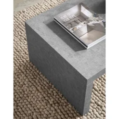 Rootz Sofabord - Moderne betonudseende - Subtil U -form - Beskyttelse af skridsikre - 110 cm x 55 cm x 35 cm