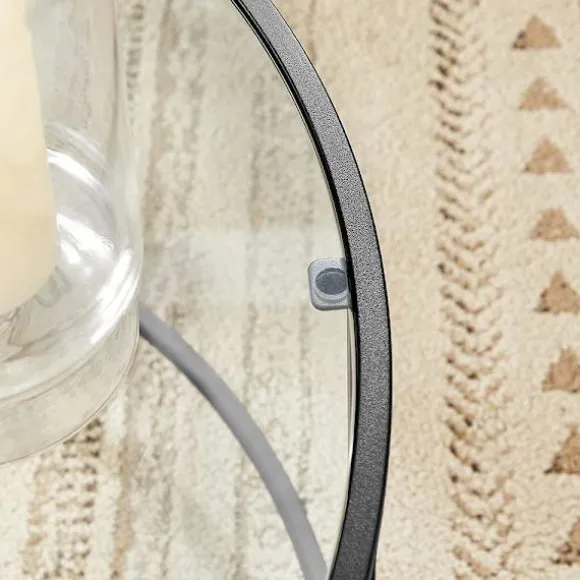 Rootz Sofabord - Rundt Sofabord - Cirkulært Sofabord - Glasplade Sofabord - Industrielt Sofabord - Designer Sofabord - Stål - Hærdet glas - Sort - 84 | Fyndiq