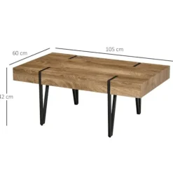 Rootz Sofabord - Sidebord - Industrielt design - Sort + Brun - 105 cm x 60 cm x 42 cm